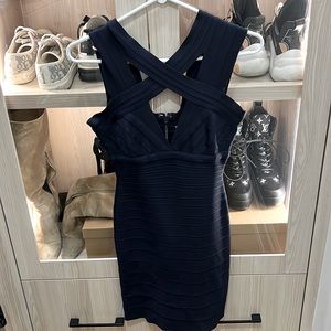 Herve léger navy blue bandage dress (XS)
